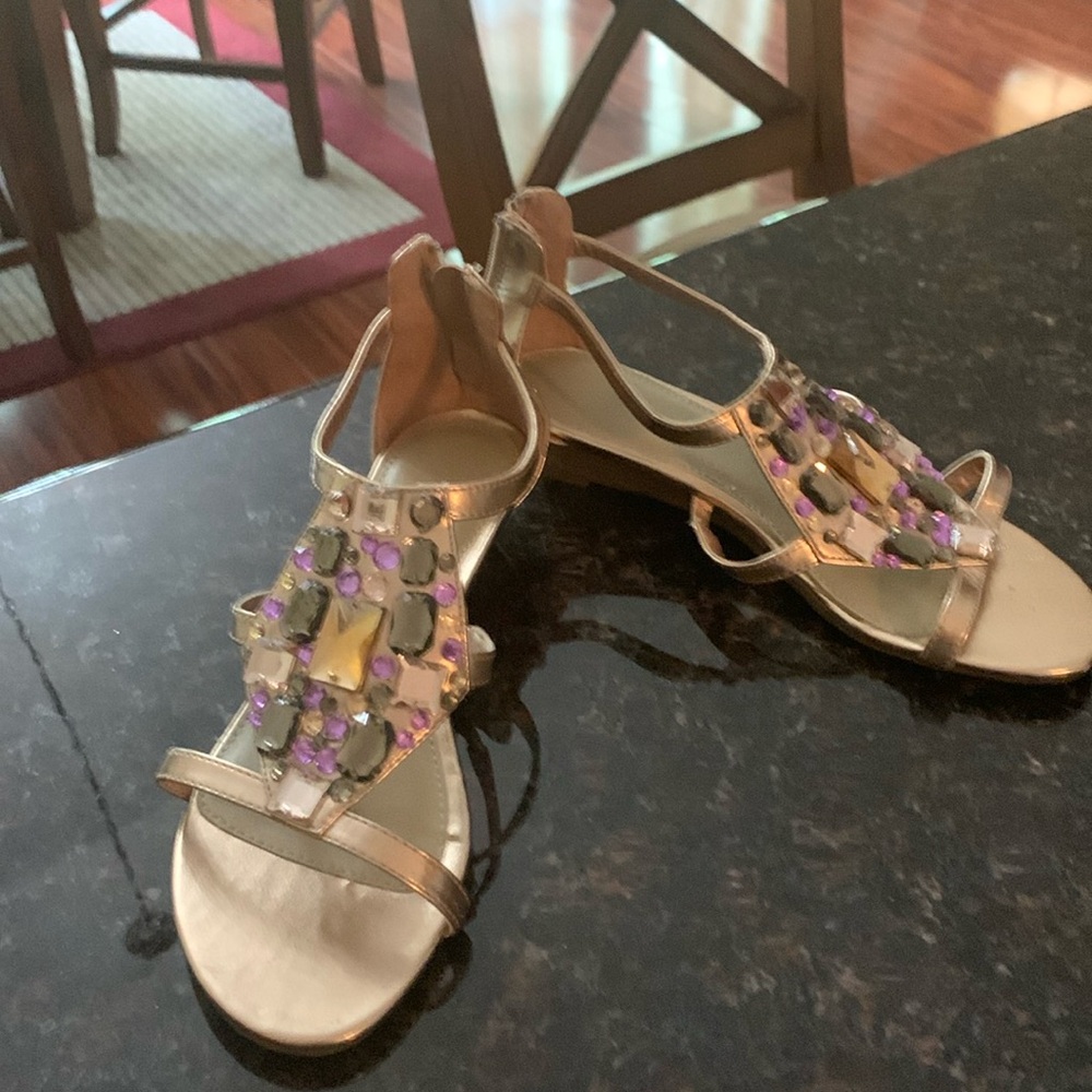 Pretty rhinestone sandals gold size 6